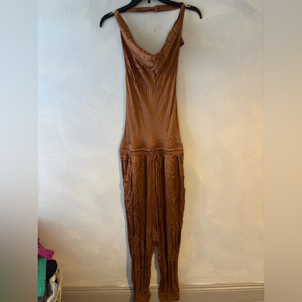 YFB‎ Brown Sleeveless Jumpsuit NWT Cowl Neck